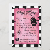 Pink Pirate Princess Verjaardag, 5x7 Uitnodiging (Voorkant)