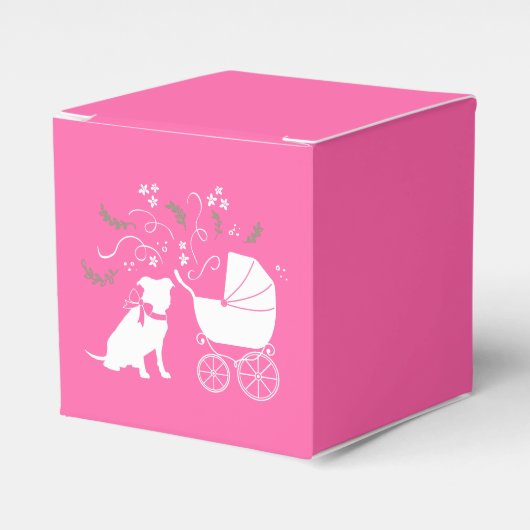 Pink Pit Bull Dog Baby shower Bedankdoosjes (Voorkant Zijde)