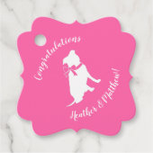 Pink Pit Bull Dog Baby shower Bedankjes Labels (Voorkant)