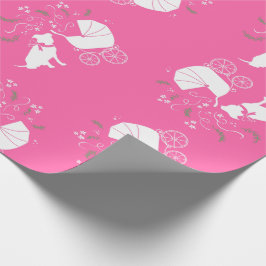 Pink Pit Bull Dog Baby shower Cadeaupapier