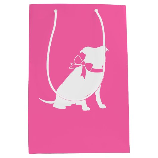 Pink Pit Bull Dog Baby shower Medium Cadeauzakje (Voorkant)