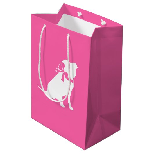 Pink Pit Bull Dog Baby shower Medium Cadeauzakje (Achterkant Gekanteld)