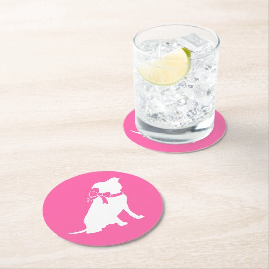 Pink Pit Bull Dog Baby shower Ronde Kartonnen Onderzetter (Insitu)