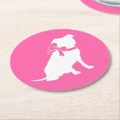 Pink Pit Bull Dog Baby shower Ronde Kartonnen Onderzetter (Gebogen)