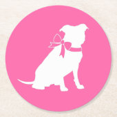 Pink Pit Bull Dog Baby shower Ronde Kartonnen Onderzetter (Voorkant)