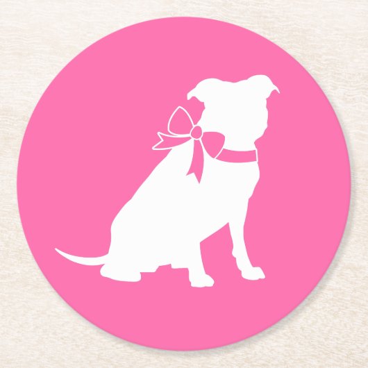 Pink Pit Bull Dog Baby shower Ronde Kartonnen Onderzetter (Voorkant)