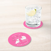 Pink Pit Bull Dog Baby shower Ronde Kartonnen Onderzetter (Insitu)