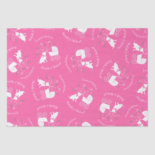 Pink Pit Bull Dog Baby shower Tissuepapier (Voorkant)