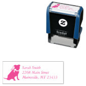 Pink Pit Bull Dog Baby shower Zelfinktende Stempel (In situ)