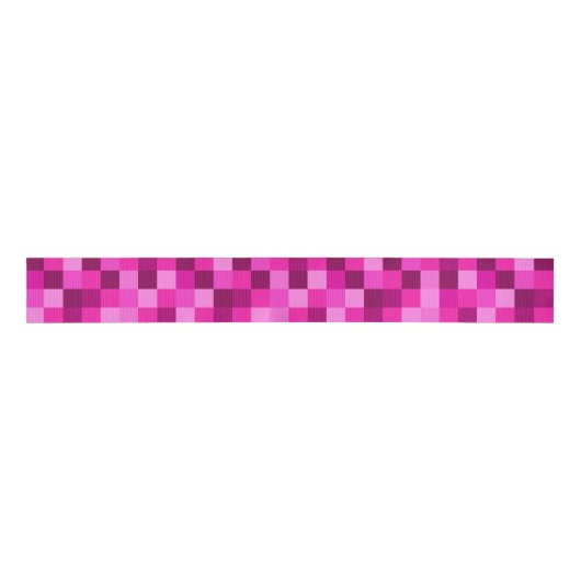 Pink Pixels Ribbon, Modern Pixels Pink Ribbon Grosgrain Lint (Voorkant)