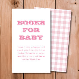 Pink Plaid Boeken voor Baby | Baby Shower Informatiekaartje