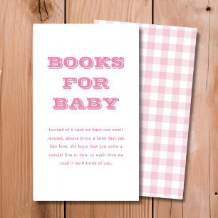 Pink Plaid Boeken voor Baby Baby Shower Informatiekaartje