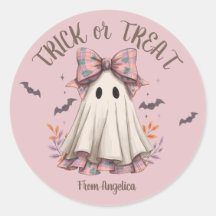 Pink Plaid Bow Schattige Ghost Girl Halloween