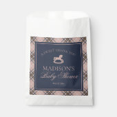 Pink Plaid Classic Rocking Horse Baby Shower Bedankzakje (Voorkant)