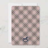 Pink Plaid Classic Rocking Horse Baby Shower Kaart (Achterkant)