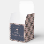 Pink Plaid Classic Rocking Horse Birthday Bedankdoosjes (Geopend)