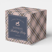 Pink Plaid Classic Rocking Horse Birthday Bedankdoosjes (Achterkant)