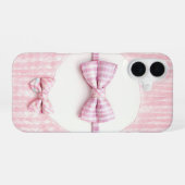 Pink Plaid - Cute Bow Tie Phone Case iPhone 16 Hoesje (Achterkant horizontaal)
