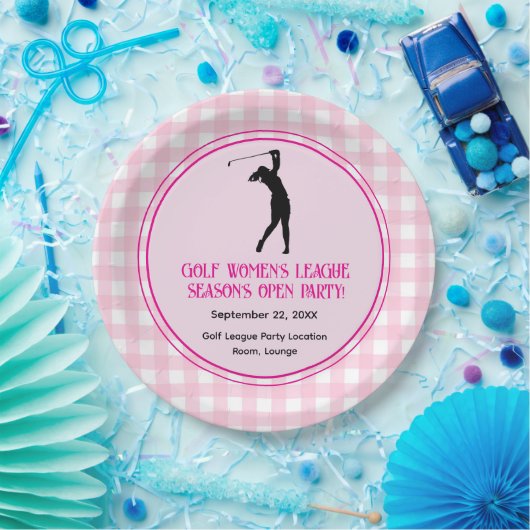 Pink Plaid Dames Golf League Papier Bord (Feest)