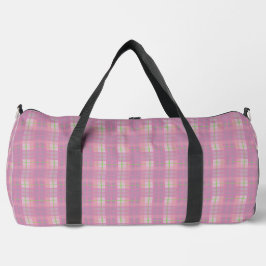 Pink Plaid Duffel Bag, Large Plunjezak