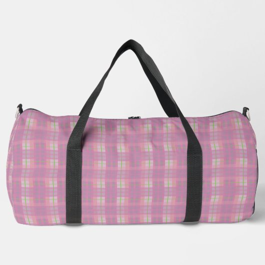 Pink Plaid Duffel Bag, Large Plunjezak (Voorkant)