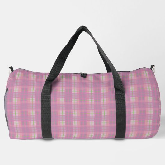 Pink Plaid Duffel Bag, Large Plunjezak (Achterkant)