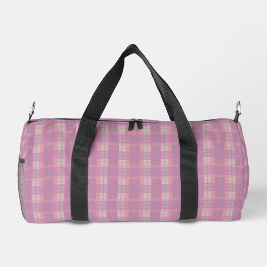 Pink Plaid Duffle Bag, Small Plunjezak (Achterkant)