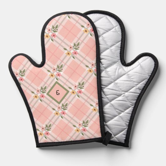 Pink Plaid Floral Ovenwant (Voorkant / Achterkant)