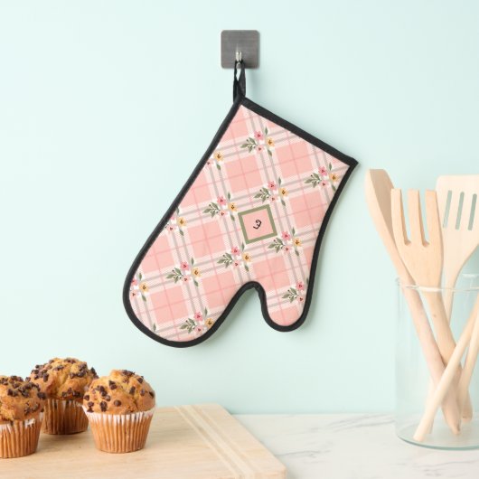 Pink Plaid Floral Ovenwant (Insitu(Ophanging))