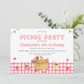 Pink Plaid Girls Picnic Party Birthday Kaart (Staand voorkant)