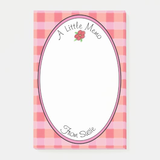 Pink Plaid Girly Design Post-it® Notes (Voorkant)