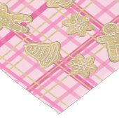Pink Plaid Gold Glitter Gingerbread Cookie Vakanti Korte Tafelloper (Hoek)