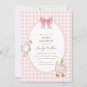 Pink Plaid Goose Duck Coquette Baby shower Kaart (Voorkant)