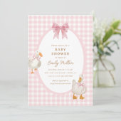 Pink Plaid Goose Duck Coquette Baby shower Kaart (Staand voorkant)