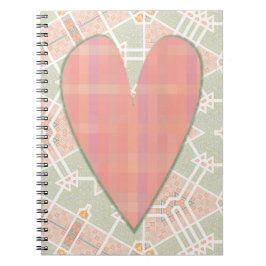 Pink Plaid Heart Art  Style Journal Notitieboek