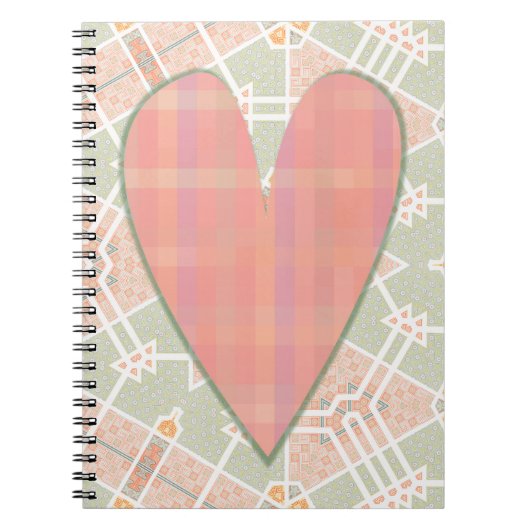Pink Plaid Heart Art  Style Journal Notitieboek (Voorkant)