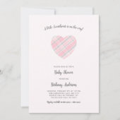 Pink Plaid Heart Baby shower Kaart (Voorkant)
