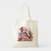 Pink Plaid Kersthuis Tote Bag (Voorkant)