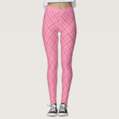 Pink plaid leggings displayed front view, worn  (Voorkant)