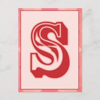 Pink Plaid Letter "S" Typography Banner Card Briefkaart