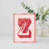 Pink Plaid Letter "Z" Typography Banner Card Briefkaart (Staand voorkant)