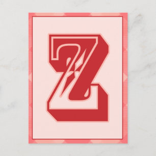 Pink Plaid Letter "Z" Typography Banner Card Briefkaart