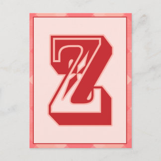 Pink Plaid Letter "Z" Typography Banner Card Briefkaart