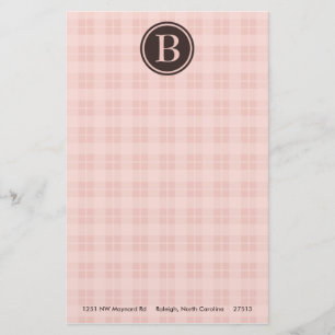 Pink Plaid Monogram Briefpapier