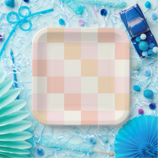Pink Plaid Paper Bord (Feest)