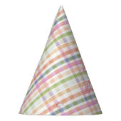 Pink Plaid Paper Party Pet Feesthoedjes (Links)