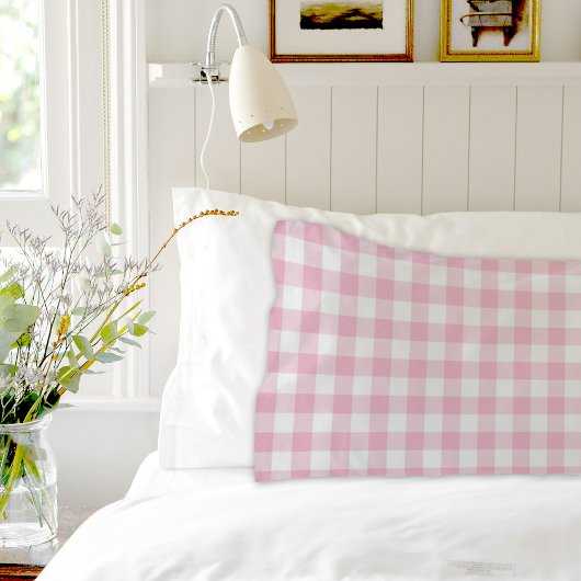 Pink Plaid Pattern Pair Of Pillowcases Kussensloop