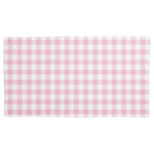 Pink Plaid Pattern Pair Of Pillowcases Kussensloop (Voorkant-Links)