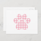 Pink Plaid Paw Print Feestdagenkaart (Voorkant / Achterkant)