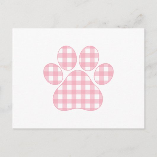 Pink Plaid Paw Print Feestdagenkaart (Voorkant)